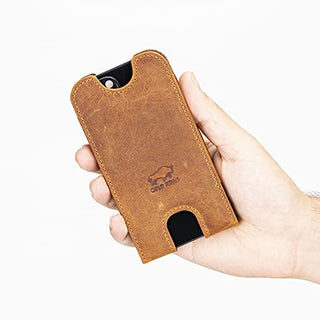 Solo Pelle Lederhülle für das iPhone 12 Mini + 13 Mini bis 5,4 Zoll Case Leder Hülle Ledertasche aus echtem Leder Sleeve