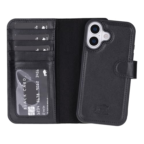 Solo Pelle Schwarz, Lederhülle kompatibel für iPhone 17 in 6.3 Zoll abnehmbare Hülle (2in1) inkl. Kartenfächer geeignet für MagSafe Zubehör Lifestyle