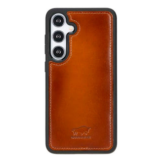 Solo Pelle Lederhülle für das Samsung Galaxy S25 + Plus Hülle aus echtem Cognac Braun Leder, Model: Stanford