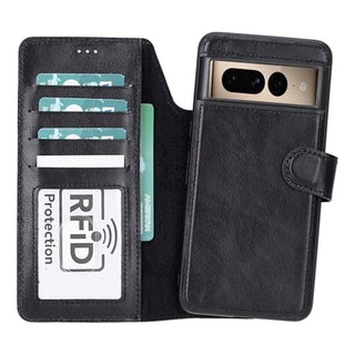 Solo Pelle Lederhülle für das Google Pixel 8 Pro Hülle Leder [Standfunktion] [Kartenfächer] [RFID Schutz] magnetisch abnehmbar 2in1 Handyhülle Lederhülle
