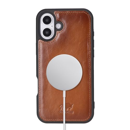 Solo Pelle Lederhülle für das iPhone 16 in 6.1 Zoll Stanford Case Leder Hülle Ledertasche Backcover aus echtem Leder geeignet für MagSafe Zubehör Cognac Braun Lifestyle