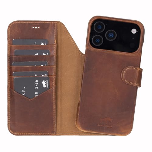 Solo Pelle Camel Braun Lederhülle kompatibel für iPhone 17 Pro in 6.3 Zoll abnehmbare Hülle (2in1) inkl. Kartenfächer geeignet für MagSafe Zubehör Lifestyle