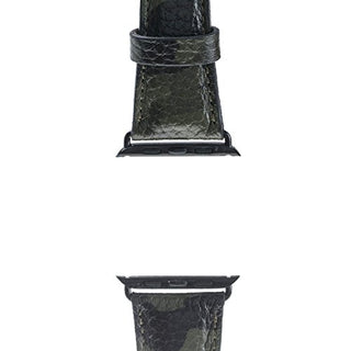 Solo Pelle Apple Watch Series 1/2 / 3 "Watch Leder Armband Uhrenband mit passendem Uhrenadapter Connector Erstatzband Strap (38 mm Camouflage Grün/Schwarzer Connector)