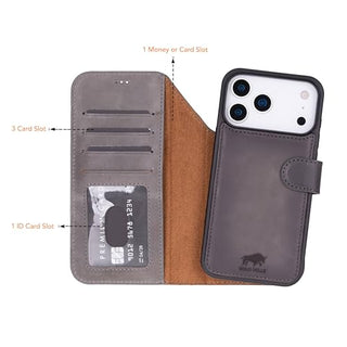 Solo Pelle Lederhülle kompatibel für iPhone 17 Pro in 6.3 Zoll abnehmbare Hülle (2in1) inkl. Kartenfächer geeignet für MagSafe Zubehör