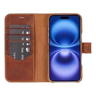 Solo Pelle Lederhülle kompatibel für iPhone 16 Plus in 6.7 Zoll abnehmbare Hülle (2in1) inkl. Kartenfächer geeignet für MagSafe Zubehör
