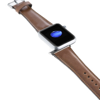 Solo Pelle Lederarmband Monaco für das Apple Watch Series 1-4 I Armband für das original Apple Watch 1, 2, 3 und 4 (42/44mm, Überlänge in Cognac Braun)