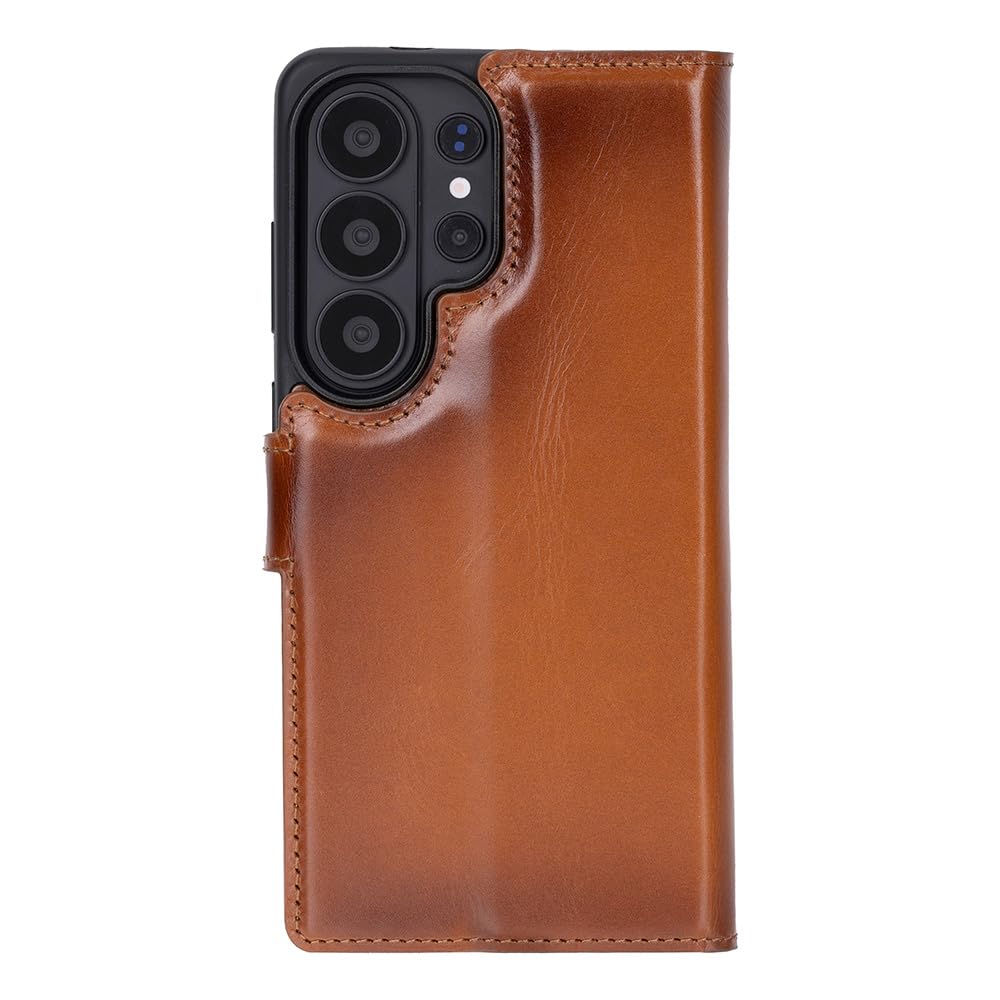 Solo Pelle Harvard Echtleder Hülle kompatibel mit Samsung Galaxy S26 Ultra – Magnetische 2 in 1 Wallet Handyhülle mit abnehmbarem Backcover, Kartenfächern & RFID Schutz – Cognac Braun