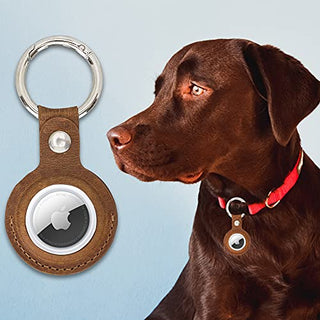 Solo Pelle Lederhülle kompatibel mit dem neuen AirTag 2021, AirTag Zubehör mit Schlüsselanhänger/Taschenanhänger/Kofferanhänger/Gepäckanhänger/Hundehalsband Anhänger