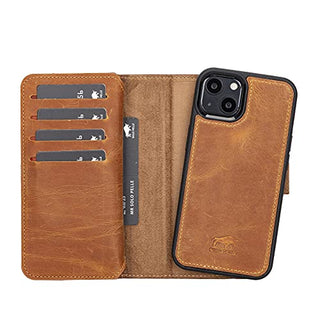 Solo Pelle Lederhülle kompatibel für iPhone 13 in 6.1 Zoll abnehmbare Hülle (2in1) Harvard Double inkl. 12 Kartenfächer für das original Apple iPhone 13