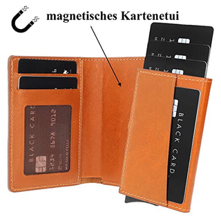 Solo Pelle Leder Geldbörse mit abnehmbarem Kartenetui für 15 Karten + Geldscheine und XL Münzfach geeignet | Kreditkartenetui mit RFID Magic Q-Wallet