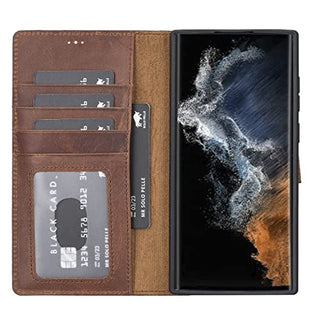 Solo Pelle Lederhülle Harvard kompatibel für das Samsung Galaxy S22 Ultra inklusive abnehmbare Hülle mit integrierten Kartenfächern