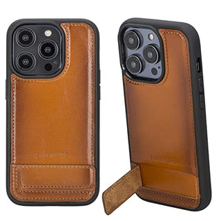 Solo Pelle Lederhülle für das iPhone 14 Pro in 6.1 Zoll Case Leder Hülle Ledertasche Backcover aus echtem Leder mit Standfunktion Stanford Base