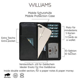 Solo Pelle " Universal Wallet passend für Apple iPhone 16 + 17 Pro Max und Geräte bis 7,1 Zoll Reiseetui I Geldbörse aus echtem Leder Maß: 8,8cm x 18cm x 2,3cm