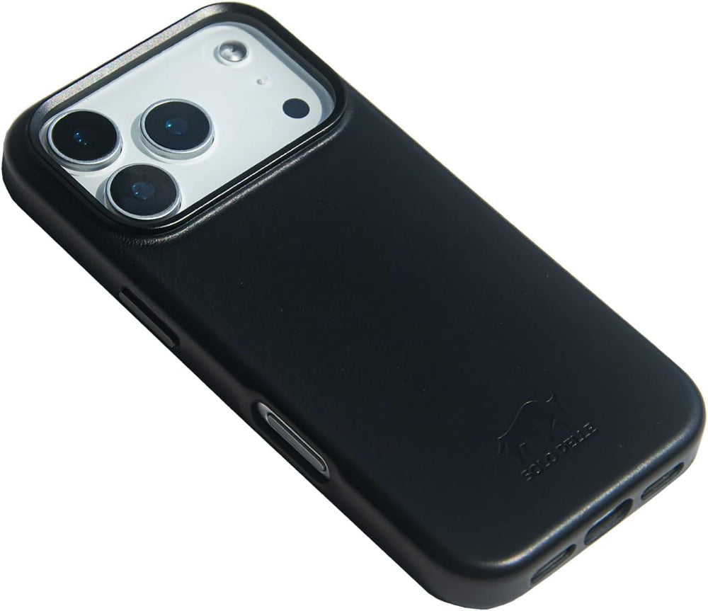 Solo Pelle Lederhülle für das iPhone 17 Pro Max in 6.9 Zoll Princeton Case Schwarz Leder Hülle Ledertasche Backcover aus echtem Leder geeignet für MagSafe Zubehör