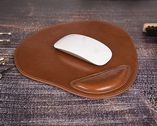 Solo Pelle - Hochwertiges Leder Mauspad mit Handgelenkauflage - Mousepad aus echtem Leder - Unterlage für Computermaus - Leather Pad - Handarbeit Made in Europa