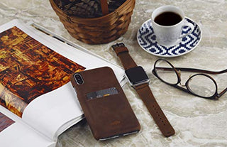 Solo Pelle Apple Watch Series 1/2/3/4 Leder Armband Uhrenband mit passendem Uhrenadapter Connector Ersatzband Strap in Vintage Braun