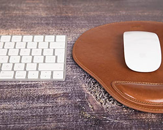 Solo Pelle - Hochwertiges Leder Mauspad mit Handgelenkauflage - Mousepad aus echtem Leder - Unterlage für Computermaus - Leather Pad - Handarbeit Made in Europa