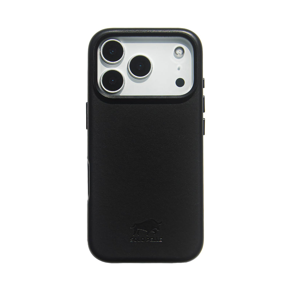 Solo Pelle Lederhülle für das iPhone 17 Pro in 6.3 Zoll Princeton Case Schwarz + Kartenetui Leder Hülle Ledertasche Backcover aus echtem Leder geeignet für MagSafe Zubehör