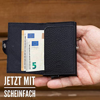 Solo Pelle NEU dünne Geldbörse | Kreditkartenetui | Leder Geldbörse Slim Wallet Portmonee | Geldbeutel mit RFID Schutz für bis zu 6-11 Karten Model: Merch mit Scheinfach + Kleingeldfach