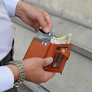 Solo Pelle Leder Geldbörse Q-Wallet mit integriertem Kartenetui für 15 Karten + Geldscheine geeignet | Kreditkartenetui mit RFID