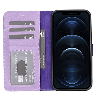 Solo Pelle Lederhülle kompatibel für iPhone 12 Pro Max in 6.7 Zoll abnehmbare Hülle (2in1) inkl. Kartenfächer für das original Apple iPhone 12 Pro Max (Violett)