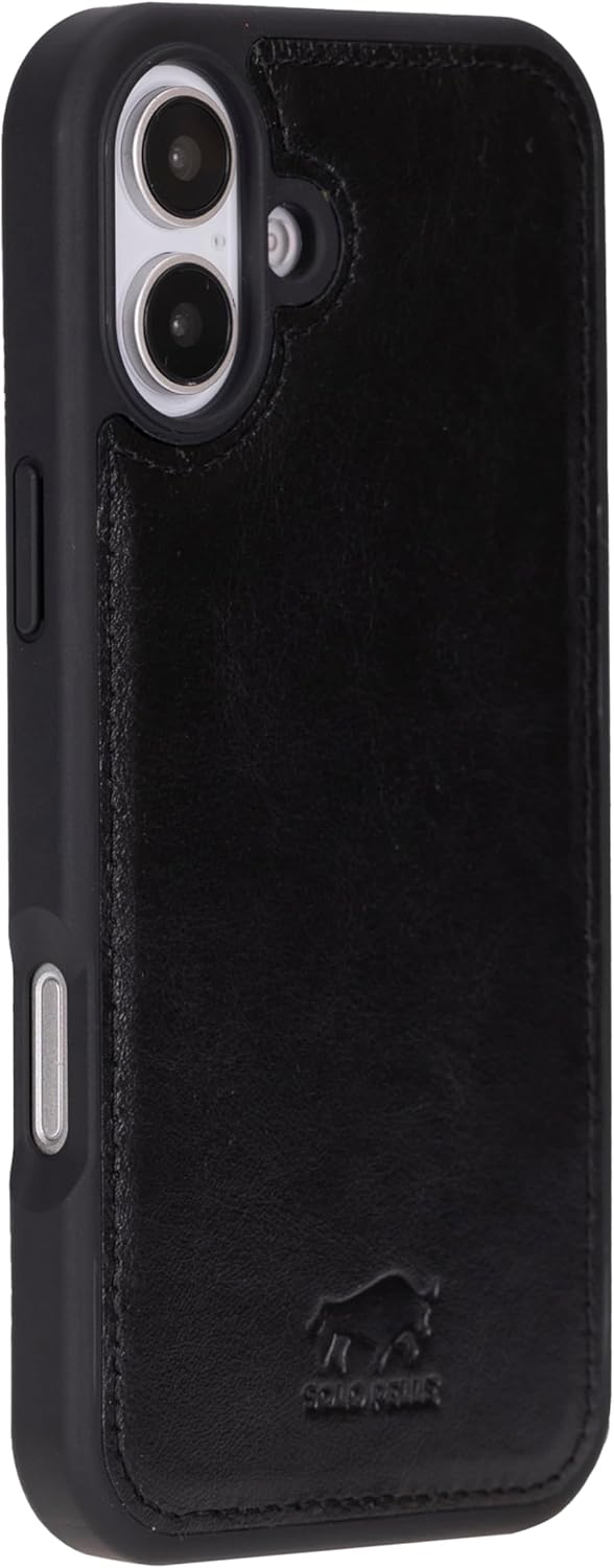 Solo Pelle Lederhülle für das iPhone 16 in 6.1 Zoll Stanford Case Leder Hülle Ledertasche Backcover aus echtem Leder geeignet für MagSafe Zubehör Schwarz