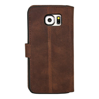 Solo Pelle "Wallet Ledertasche mit Aufstellfunktion & Kartenfächern (Samsung S6, Vintage Braun)