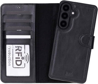 Solo Pelle Harvard Echtleder Hülle kompatibel mit Samsung Galaxy S26 Ultra - Magnetische 2 in 1 Wallet Handyhülle mit abnehmbarem Backcover, Kartenfächern & RFID Schutz - Schwarz