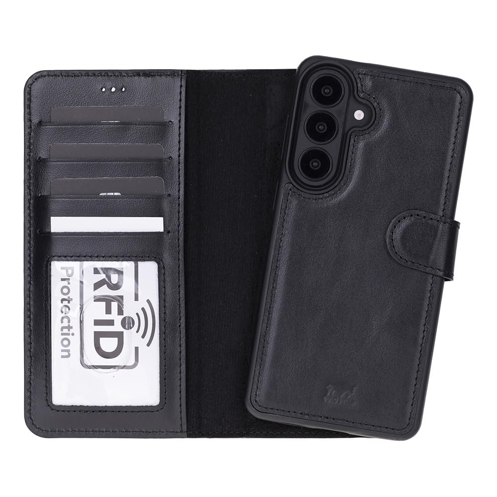 Solo Pelle Harvard Echtleder Hülle kompatibel mit Samsung Galaxy S26 Plus - Magnetische 2 in 1 Wallet Handyhülle mit abnehmbarem Backcover, Kartenfächern & RFID Schutz - Schwarz Lifestyle