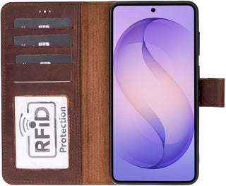 Solo Pelle Harvard Echtleder Hülle kompatibel mit Samsung Galaxy S26 Ultra - Magnetische 2 in 1 Wallet Handyhülle mit abnehmbarem Backcover, Kartenfächern & RFID Schutz - Vintage Braun