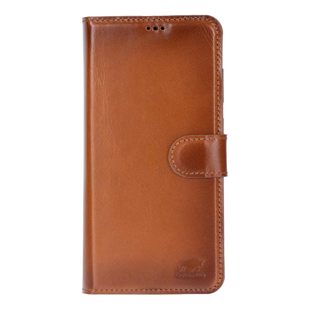 Solo Pelle Harvard Echtleder Hülle kompatibel mit Samsung Galaxy S26 - Magnetische 2 in 1 Wallet Handyhülle mit abnehmbarem Backcover, Kartenfächern & RFID Schutz - Cognac Braun