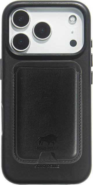 Solo Pelle Lederhülle für das iPhone 17 Pro Max in 6.9 Zoll Schwarz + Kartenetui Princeton Case Leder Hülle Ledertasche Backcover aus echtem Leder geeignet für MagSafe Zubehör