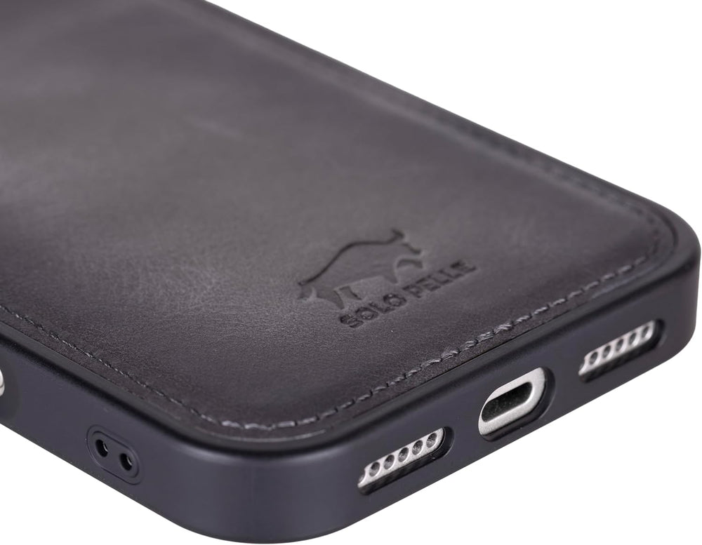 Solo Pelle Steingrau Lederhülle für das iPhone 17 Pro Max in 6.9 Zoll Stanford Case Leder Hülle Ledertasche Backcover aus echtem Leder geeignet für MagSafe Zubehör