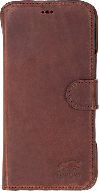 Solo Pelle Vintage Braun Lederhülle kompatibel für iPhone 17 Pro Max in 6.9 Zoll abnehmbare Hülle (2in1) inkl. Kartenfächer geeignet für MagSafe Zubehör