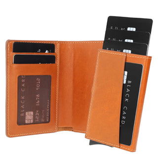 Magic Wallet mit Münzfach 15 Karten "Q-Wallet" -  Vintage Braun