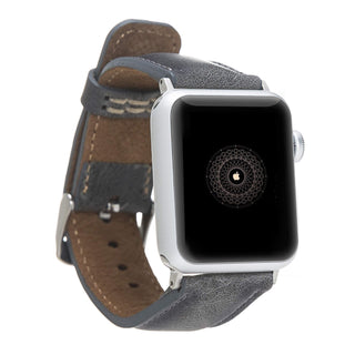 Solo Pelle Lederarmband Monaco für das Apple Watch Series 1-4 I Armband für das original Apple Watch 1, 2, 3 und 4 (42/44mm, Cognac Braun + Schwarze Naht + Spacegrau Adapter)