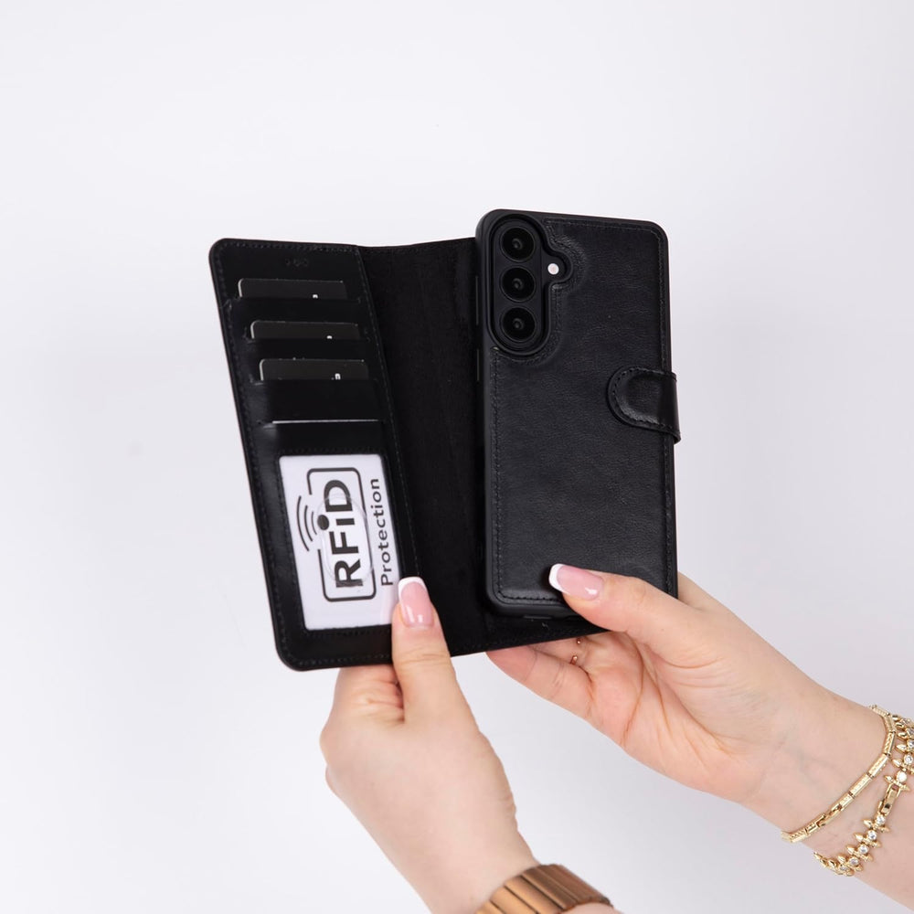 Solo Pelle Harvard Echtleder Hülle kompatibel mit Samsung Galaxy S26 Ultra - Magnetische 2 in 1 Wallet Handyhülle mit abnehmbarem Backcover, Kartenfächern & RFID Schutz - Schwarz