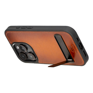 Solo Pelle Lederhülle für das iPhone 15 Pro 6.1 Zoll Drop Case Case Leder - Cognac Braun