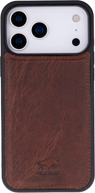 Solo Pelle Vintage Braun Lederhülle für das iPhone 17 Pro in 6.3 Zoll Stanford Case Leder Hülle Ledertasche Backcover aus echtem Leder geeignet für MagSafe Zubehör (Kopya)