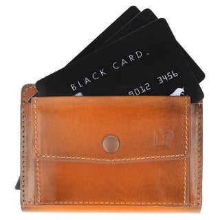 Magic Wallet mit Münzfach 15 Karten "Q-Wallet" -  Cognac Braun