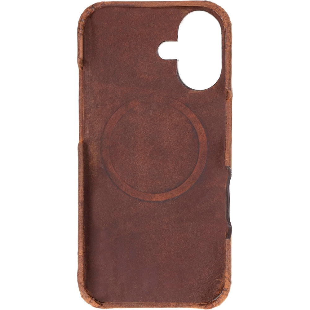 Solo Pelle Lederhülle für das iPhone 16 in 6.1 Zoll Princeton Case Leder Hülle Ledertasche Backcover aus echtem Leder geeignet für MagSafe Zubehör Vintage Braun