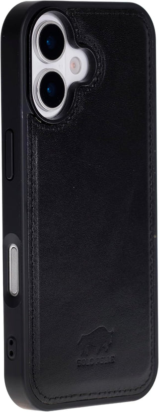 Schwarz Solo Pelle Lederhülle für das iPhone 17 in 6.3 Zoll Stanford Case Leder Hülle Ledertasche Backcover aus echtem Leder geeignet für MagSafe Zubehör