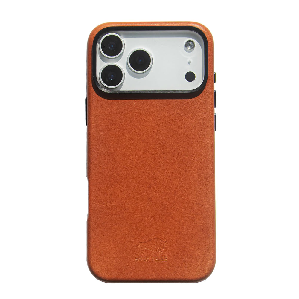 Solo Pelle Lederhülle für das iPhone 17 Pro Max in 6.9 Zoll Cognac Braun + Kartenetui  Princeton Case Leder Hülle Ledertasche Backcover aus echtem Leder geeignet für MagSafe Zubehör