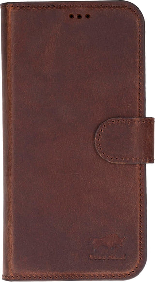 Solo Pelle Vintage Braun, Lederhülle kompatibel für iPhone 17 in 6.3 Zoll abnehmbare Hülle (2in1) inkl. Kartenfächer geeignet für MagSafe Zubehör