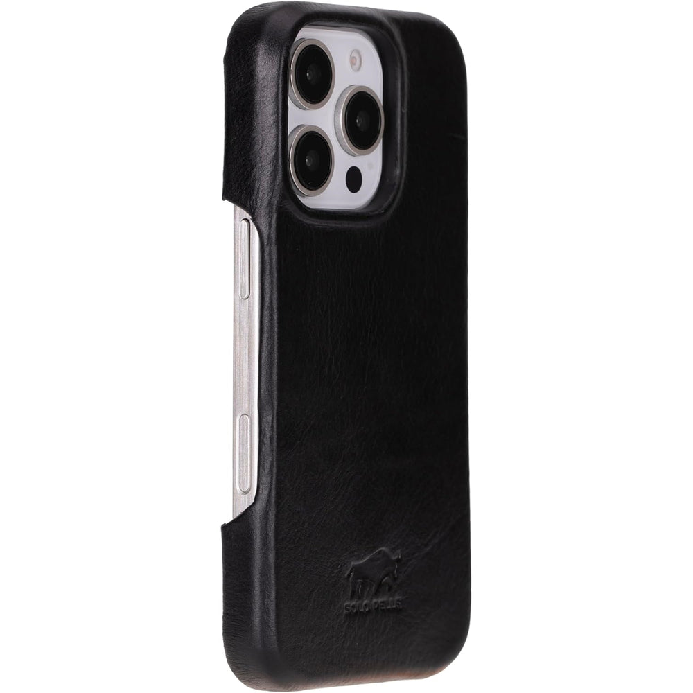 Solo Pelle Lederhülle für das iPhone 16 Pro in 6.3 Zoll Princeton Case Leder Hülle Ledertasche Backcover aus echtem Leder geeignet für MagSafe Zubehör Schwarz
