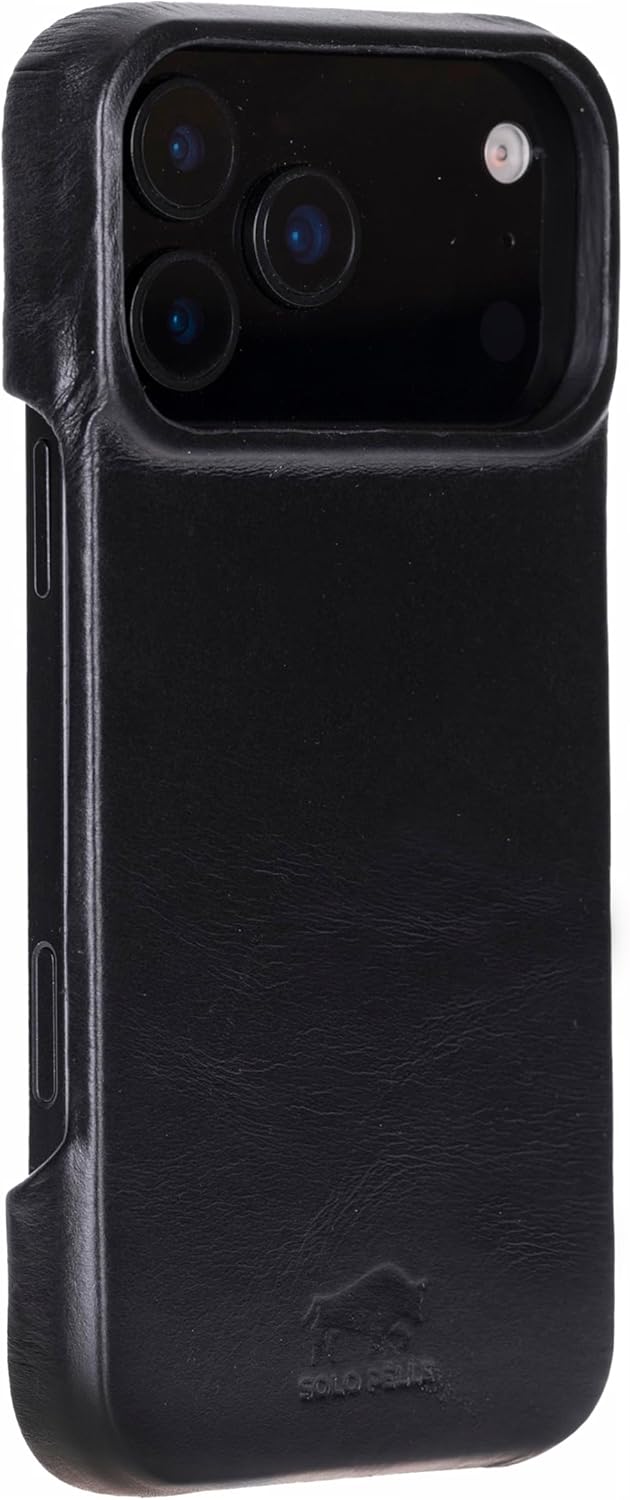 Solo Pelle Schwarz Lederhülle kompatibel für iPhone 17 Pro in 6.3 Zoll abnehmbare Hülle (2in1) inkl. Kartenfächer geeignet für MagSafe Zubehör