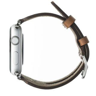 Solo Pelle Apple Watch Series 1/2/3/4 Watch Leder Armband Uhrenband mit passendem stabilem Uhrenadapter Doppel Connector Ersatzband Strap Adapter ohne Schrauben (42/44mm Camel Braun/Silber Connector)