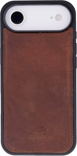 Solo Pelle Lederhülle für das iPhone Air in 6.5 Zoll Vintage Braun Stanford Case Leder Hülle Ledertasche Backcover aus echtem Leder geeignet für MagSafe Zubehör