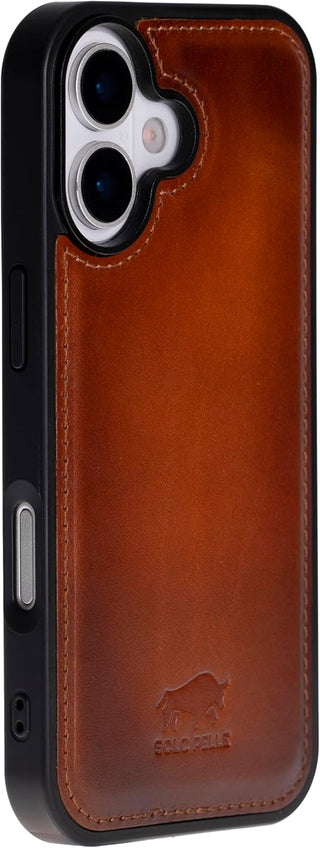 Cognac Braun Solo Pelle Lederhülle für das iPhone 17 in 6.3 Zoll Stanford Case Leder Hülle Ledertasche Backcover aus echtem Leder geeignet für MagSafe Zubehör