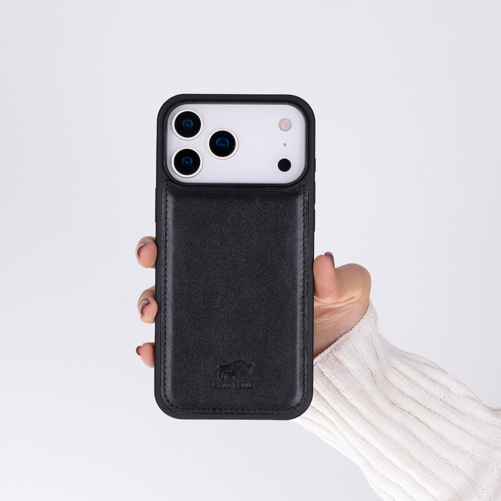 Solo Pelle Schwarz Lederhülle für das iPhone 17 Pro in 6.3 Zoll Stanford Case Leder Hülle Ledertasche Backcover aus echtem Leder geeignet für MagSafe Zubehör